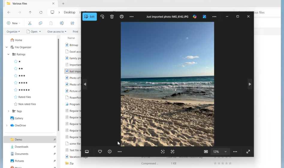 Rating filters in the Search filters section of File Explorer's navigation pane